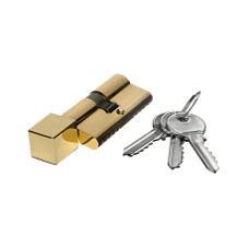 Цилиндровый механизм Extreza AS-60C-KNOB-2 30x30 мм, ключ-вертушка, полированная латунь F01
